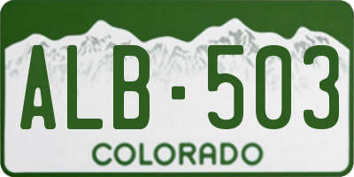 CO license plate ALB503