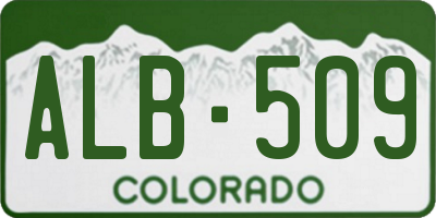 CO license plate ALB509