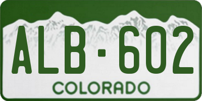CO license plate ALB602