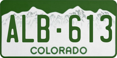 CO license plate ALB613