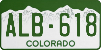 CO license plate ALB618