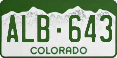 CO license plate ALB643