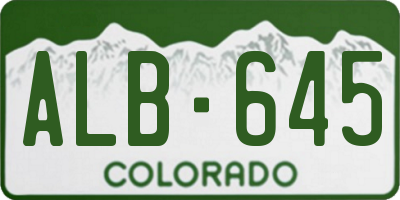 CO license plate ALB645