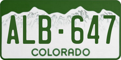 CO license plate ALB647