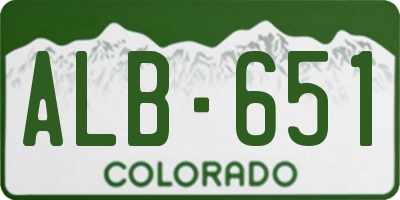 CO license plate ALB651