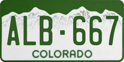 CO license plate ALB667