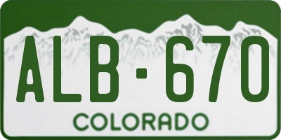 CO license plate ALB670