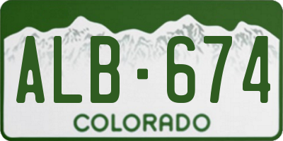 CO license plate ALB674