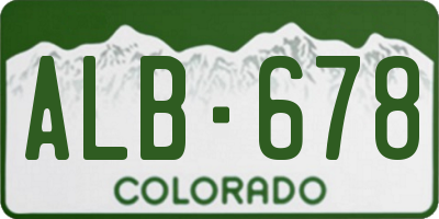 CO license plate ALB678