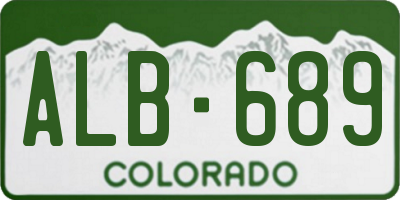 CO license plate ALB689
