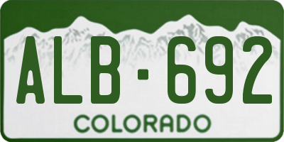 CO license plate ALB692
