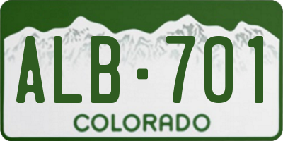 CO license plate ALB701