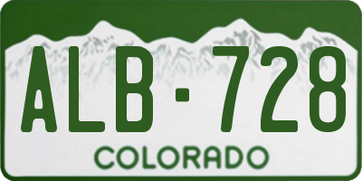 CO license plate ALB728
