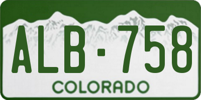 CO license plate ALB758
