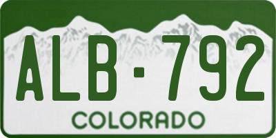 CO license plate ALB792