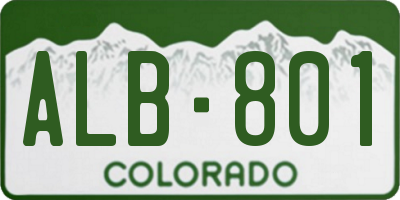 CO license plate ALB801