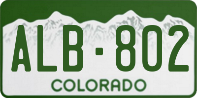 CO license plate ALB802