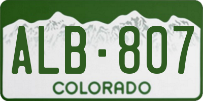 CO license plate ALB807