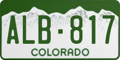 CO license plate ALB817