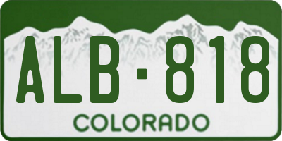 CO license plate ALB818