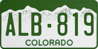 CO license plate ALB819