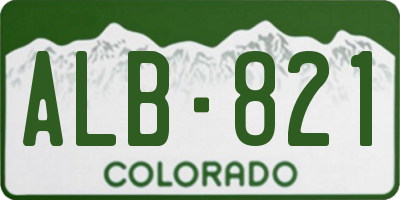 CO license plate ALB821