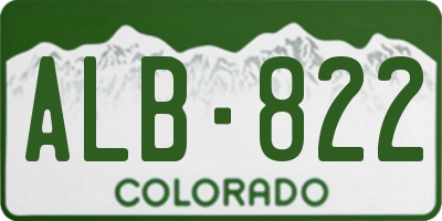 CO license plate ALB822