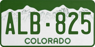 CO license plate ALB825