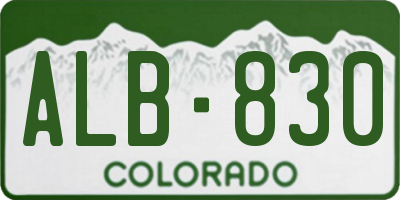 CO license plate ALB830
