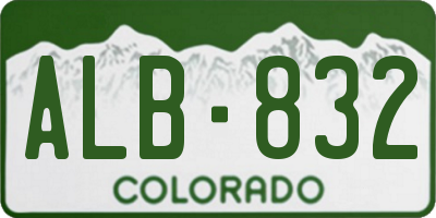 CO license plate ALB832