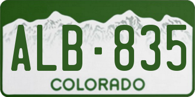 CO license plate ALB835