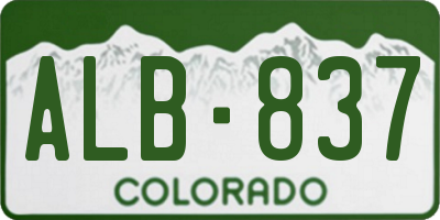 CO license plate ALB837