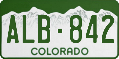 CO license plate ALB842