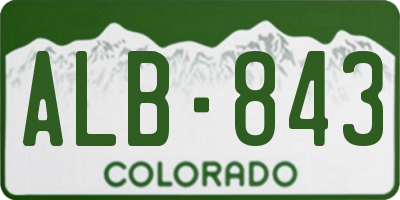 CO license plate ALB843