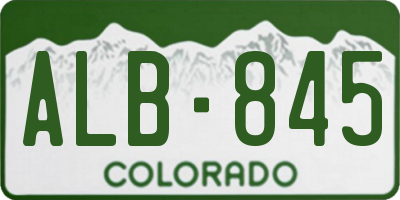 CO license plate ALB845