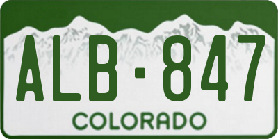 CO license plate ALB847