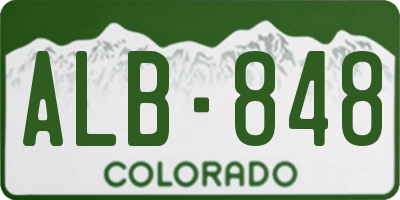 CO license plate ALB848