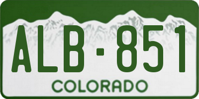 CO license plate ALB851