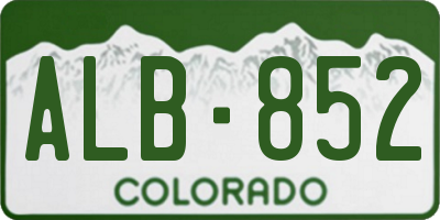 CO license plate ALB852