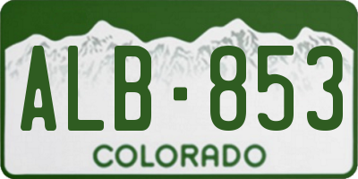 CO license plate ALB853