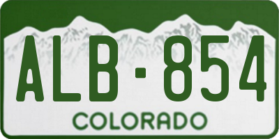CO license plate ALB854