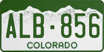 CO license plate ALB856