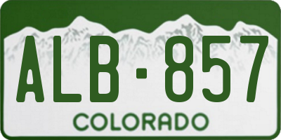 CO license plate ALB857