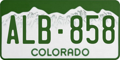 CO license plate ALB858
