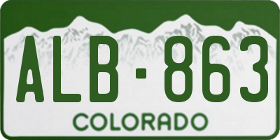 CO license plate ALB863