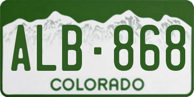 CO license plate ALB868