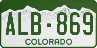 CO license plate ALB869