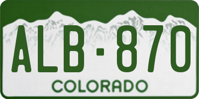 CO license plate ALB870