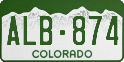 CO license plate ALB874