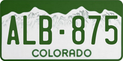 CO license plate ALB875